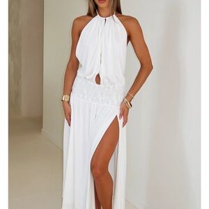 White Fox Halter Maxi Dress